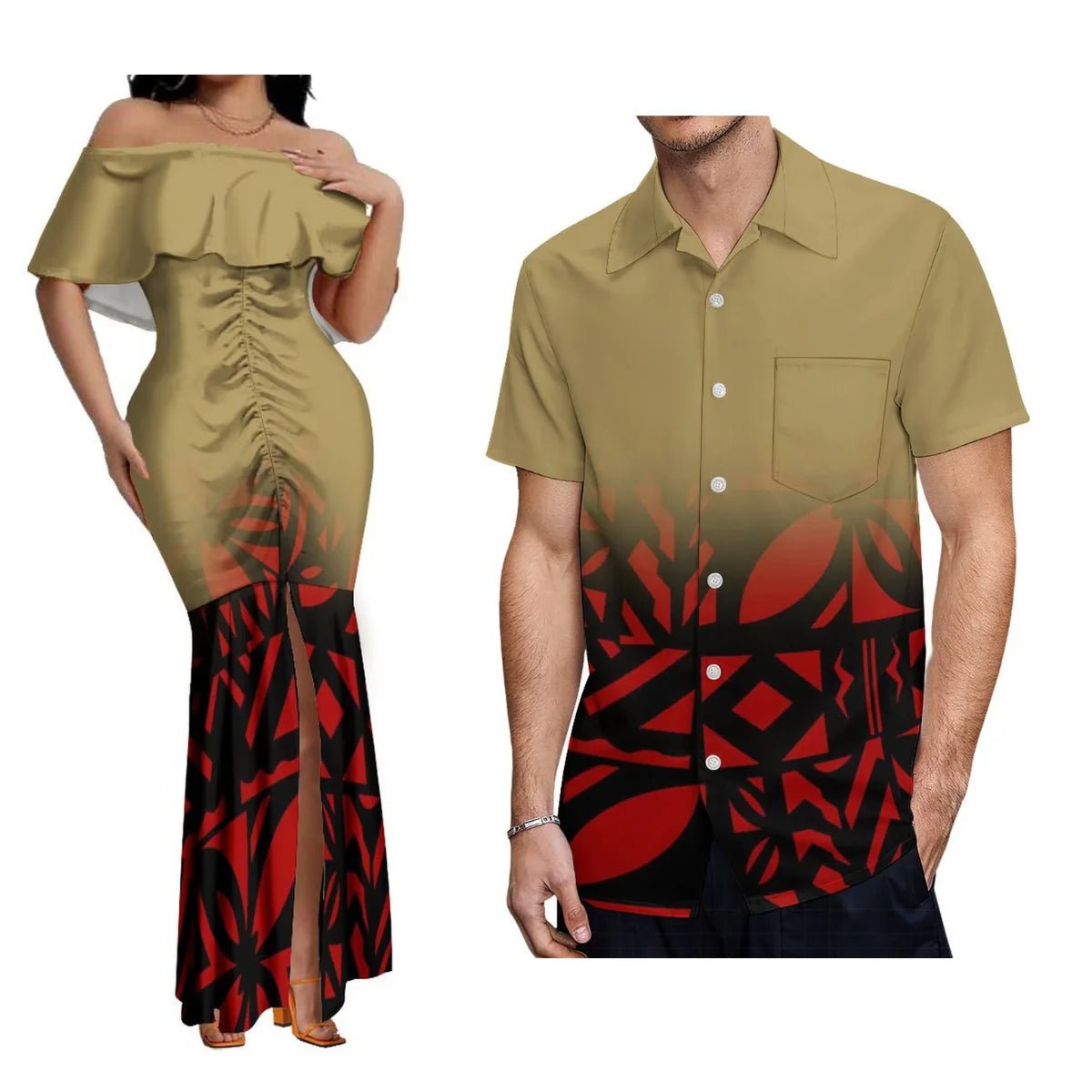 2024 New Hawaiian Gradient Polynesian Island Couple Set Women'S Off-The-Shoulder Dress Party Fishtail Skirt With Men'S Shirt - SHEFYSTYLE2024 New Hawaiian Gradient Polynesian Island Couple Set Women'S Off-The-Shoulder Dress Party Fishtail Skirt With Men'S ShirtSHEFYSTYLESHEFYSTYLE14:2000048902llprz332wd1;5:200000991Men 8XL2llprz332wd1Men 8XL2024 New Hawaiian Gradient Polynesian Island Couple Set Women'S Off-The-Shoulder Dress Party Fishtail Skirt With Men'S Shirt