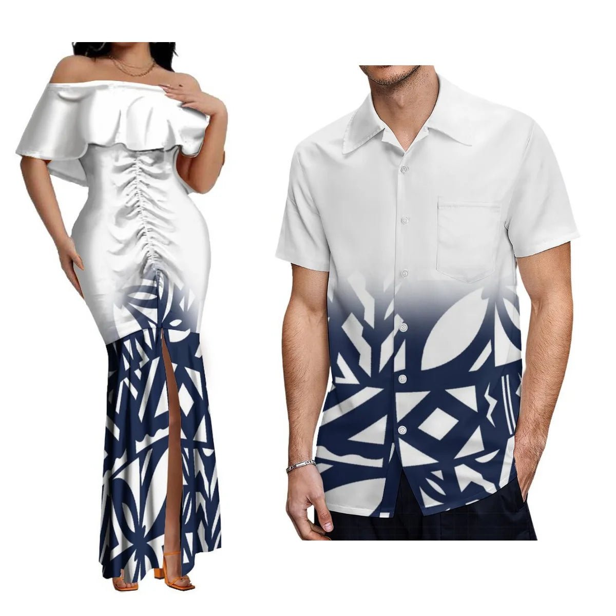 2024 New Hawaiian Gradient Polynesian Island Couple Set Women'S Off-The-Shoulder Dress Party Fishtail Skirt With Men'S Shirt - SHEFYSTYLE2024 New Hawaiian Gradient Polynesian Island Couple Set Women'S Off-The-Shoulder Dress Party Fishtail Skirt With Men'S ShirtSHEFYSTYLESHEFYSTYLE14:3508502llprxxm6p7k;5:200003528Women 2XL2llprxxm6p7kWomen 2XL2024 New Hawaiian Gradient Polynesian Island Couple Set Women'S Off-The-Shoulder Dress Party Fishtail Skirt With Men'S Shirt