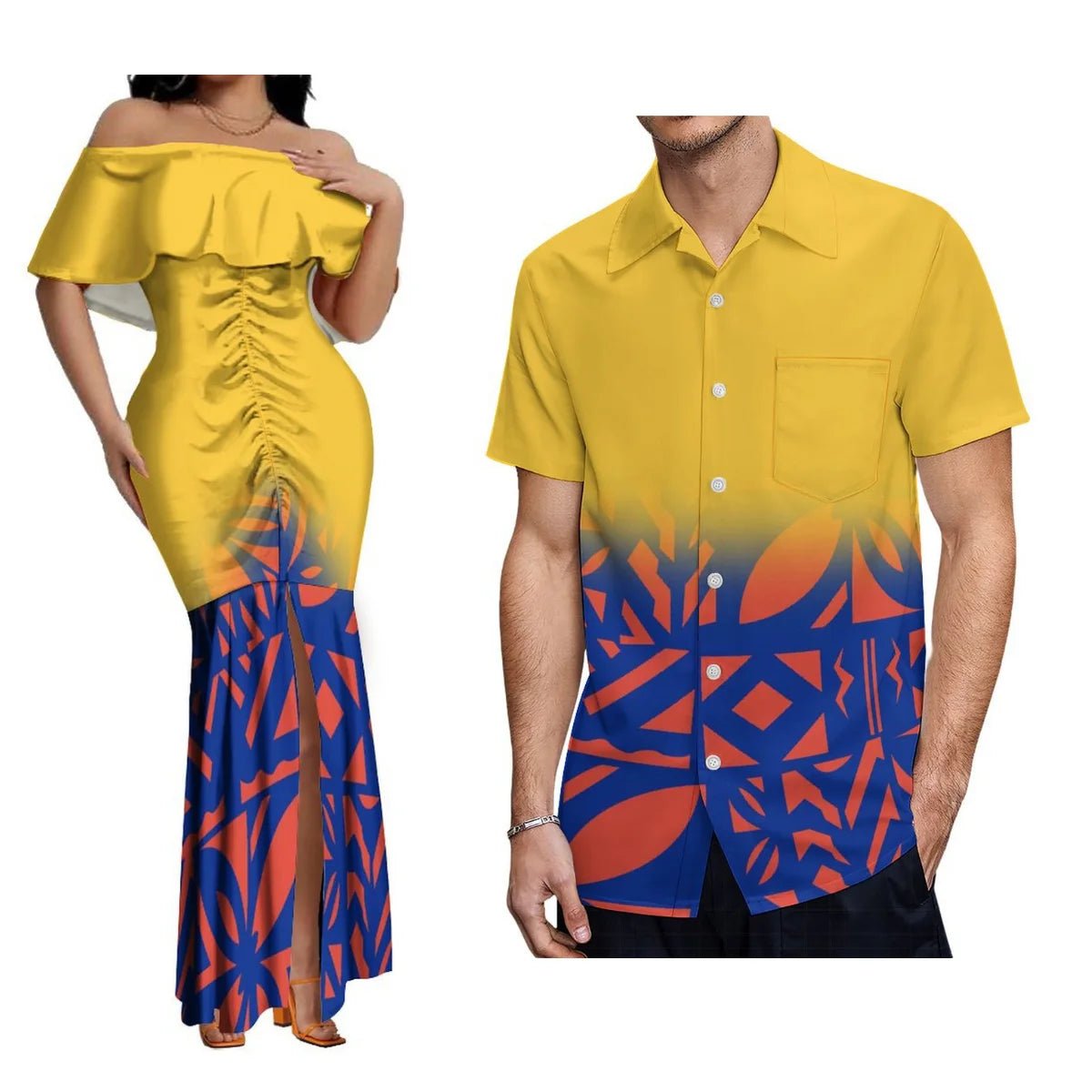2024 New Hawaiian Gradient Polynesian Island Couple Set Women'S Off-The-Shoulder Dress Party Fishtail Skirt With Men'S Shirt - SHEFYSTYLE2024 New Hawaiian Gradient Polynesian Island Couple Set Women'S Off-The-Shoulder Dress Party Fishtail Skirt With Men'S ShirtSHEFYSTYLESHEFYSTYLE14:3654582llprxnm9bb6;5:201447487Women XL2llprxnm9bb6Women XL2024 New Hawaiian Gradient Polynesian Island Couple Set Women'S Off-The-Shoulder Dress Party Fishtail Skirt With Men'S Shirt