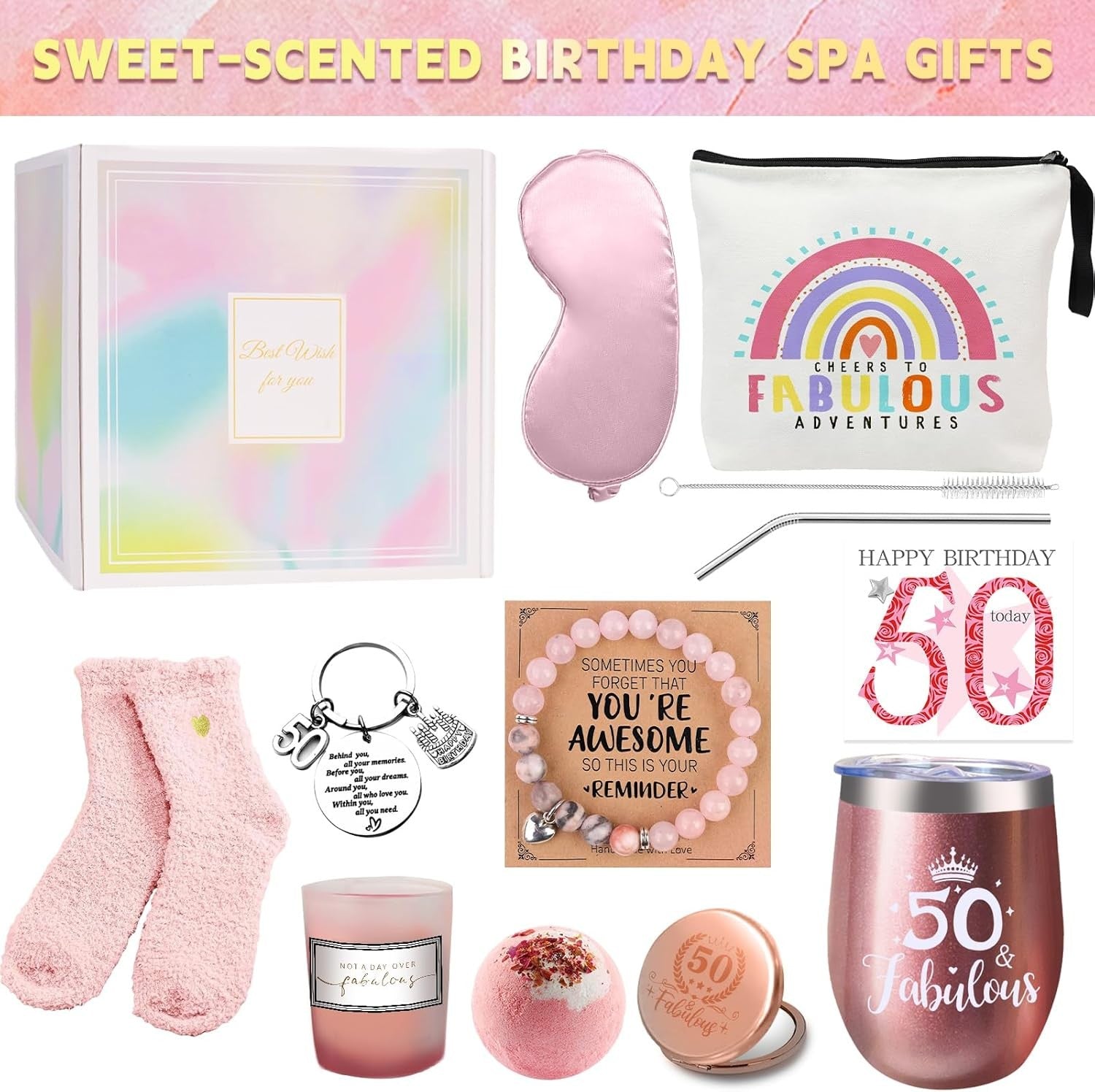 50th Birthday Gifts for Women, Happy 50 Years Old Gift Ideas for Her Friends
