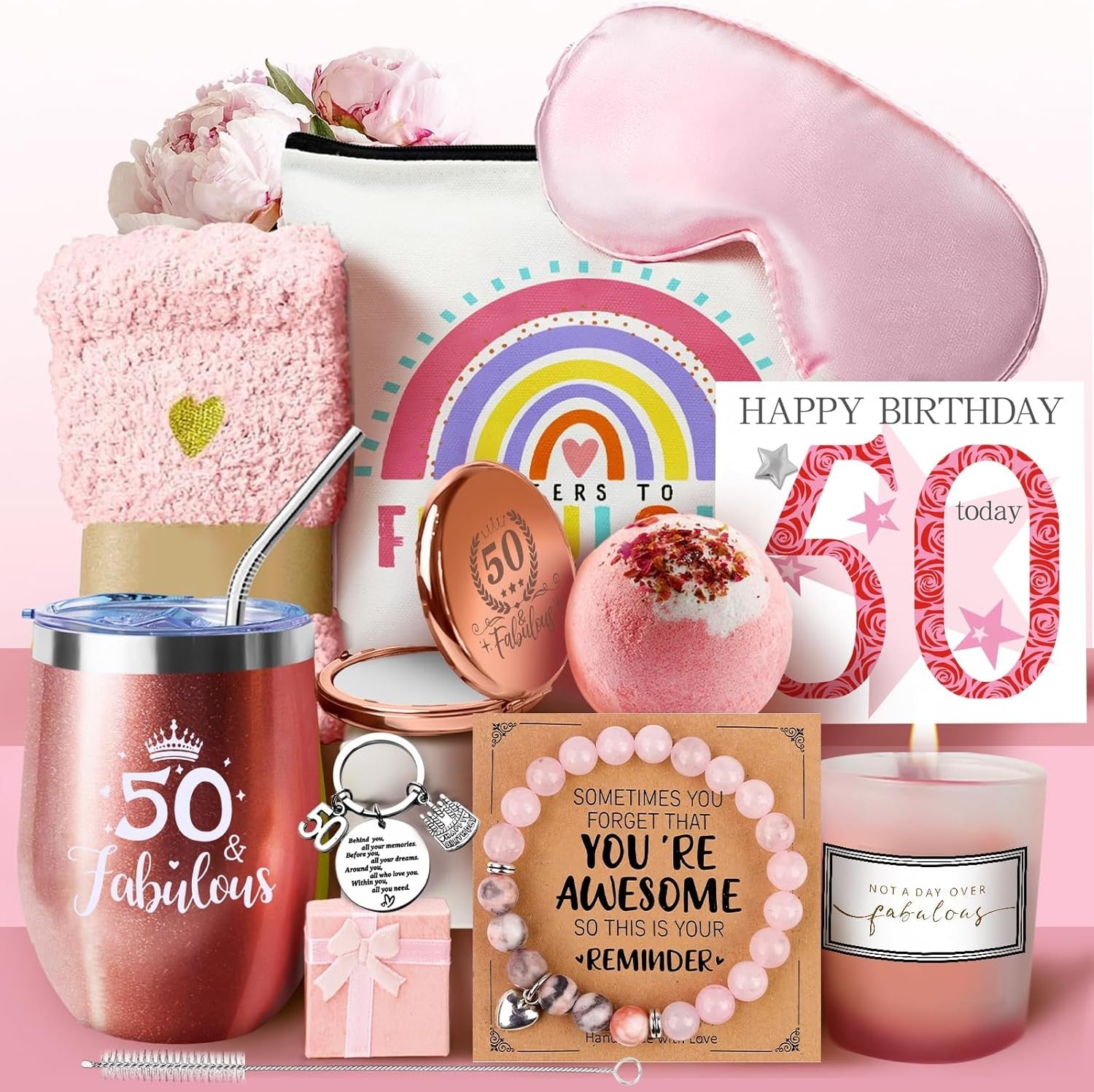 50th Birthday Gifts for Women, Happy 50 Years Old Gift Ideas for Her Friends
