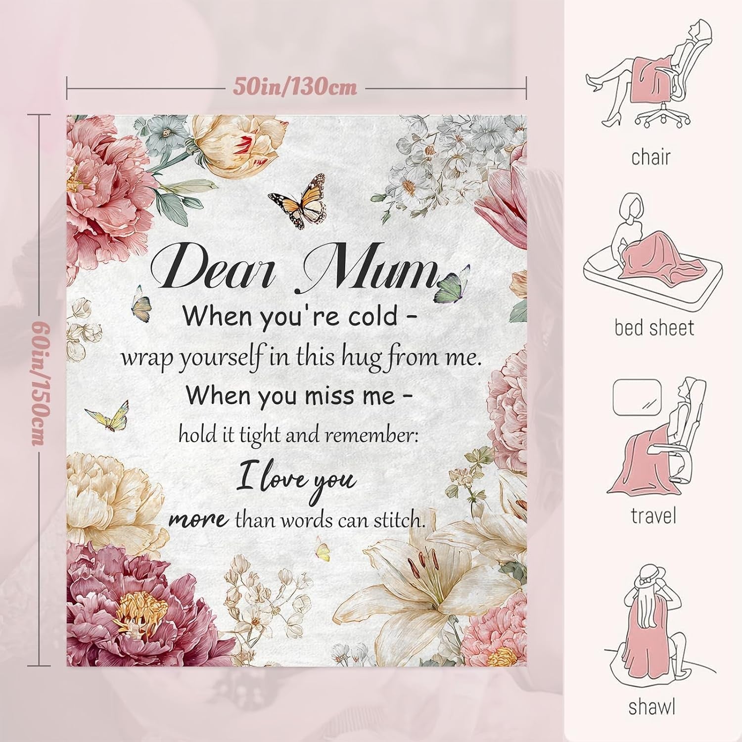 Best Mum Ever Blanket - Gifts for Mum from Daughter Son, Mother's Day, Birthday