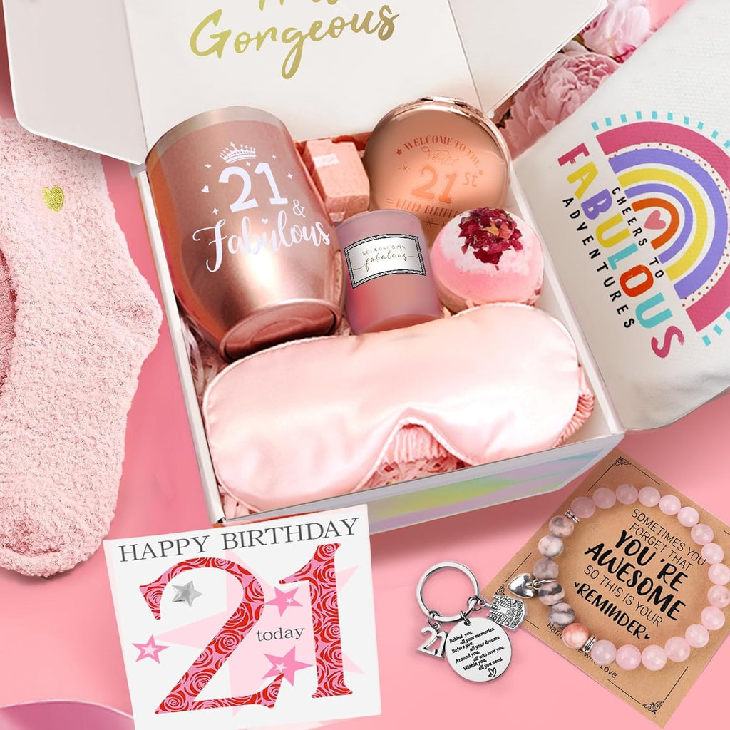 21st Birthday Gifts for Her, 21 Years Old Gift Basket Happy Birthday Pamper Set