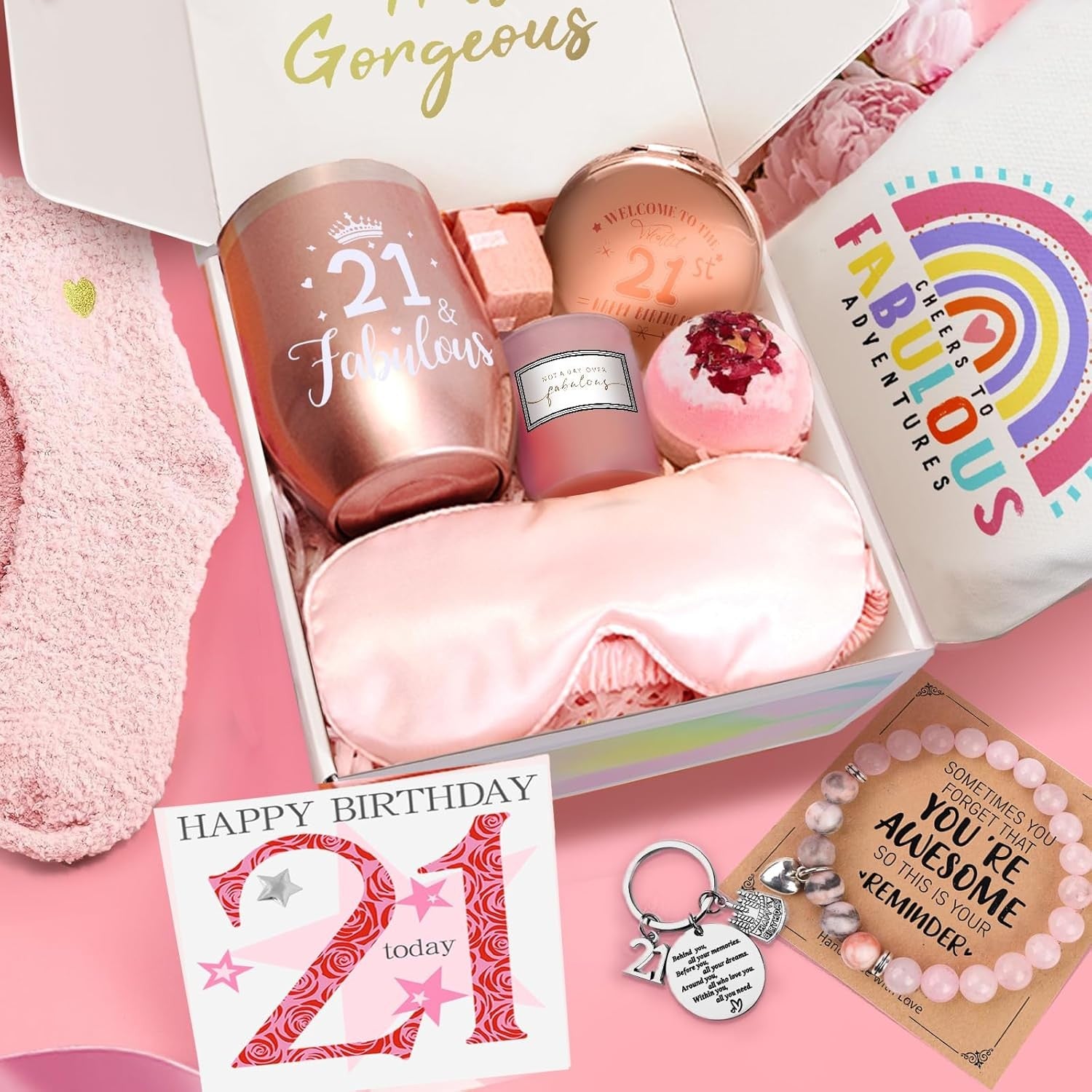 21st Birthday Gifts for Her, 21 Years Old Gift Basket Happy Birthday Pamper Set
