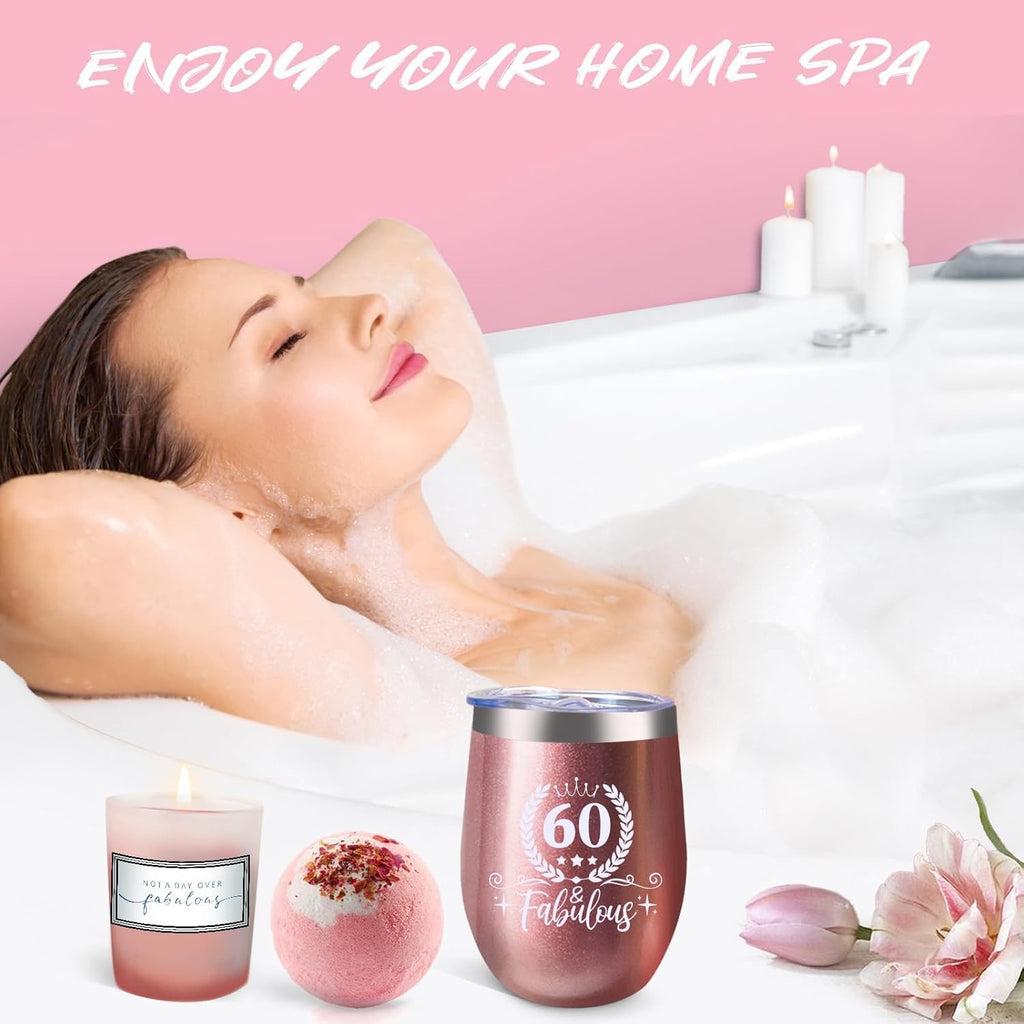 60th Birthday Gifts for Women, Happy Birthday Pamper Set Present Basket, Unique 