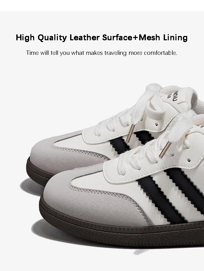 HuanQiu Women's Shoes Retro Fashion Casual Flats Female Sneakers Lace-up Comfortable Non-slip German Training Shoes for Women