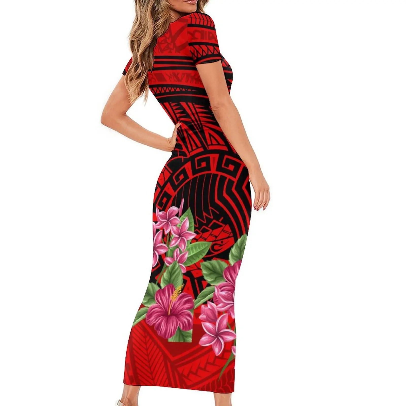 Support The Design Of Women'S Short Sleeve Dress Crew-Neck Samoan Polynesian Tribal Pattern And Hawaiian Men'S Shirt Couple Suit