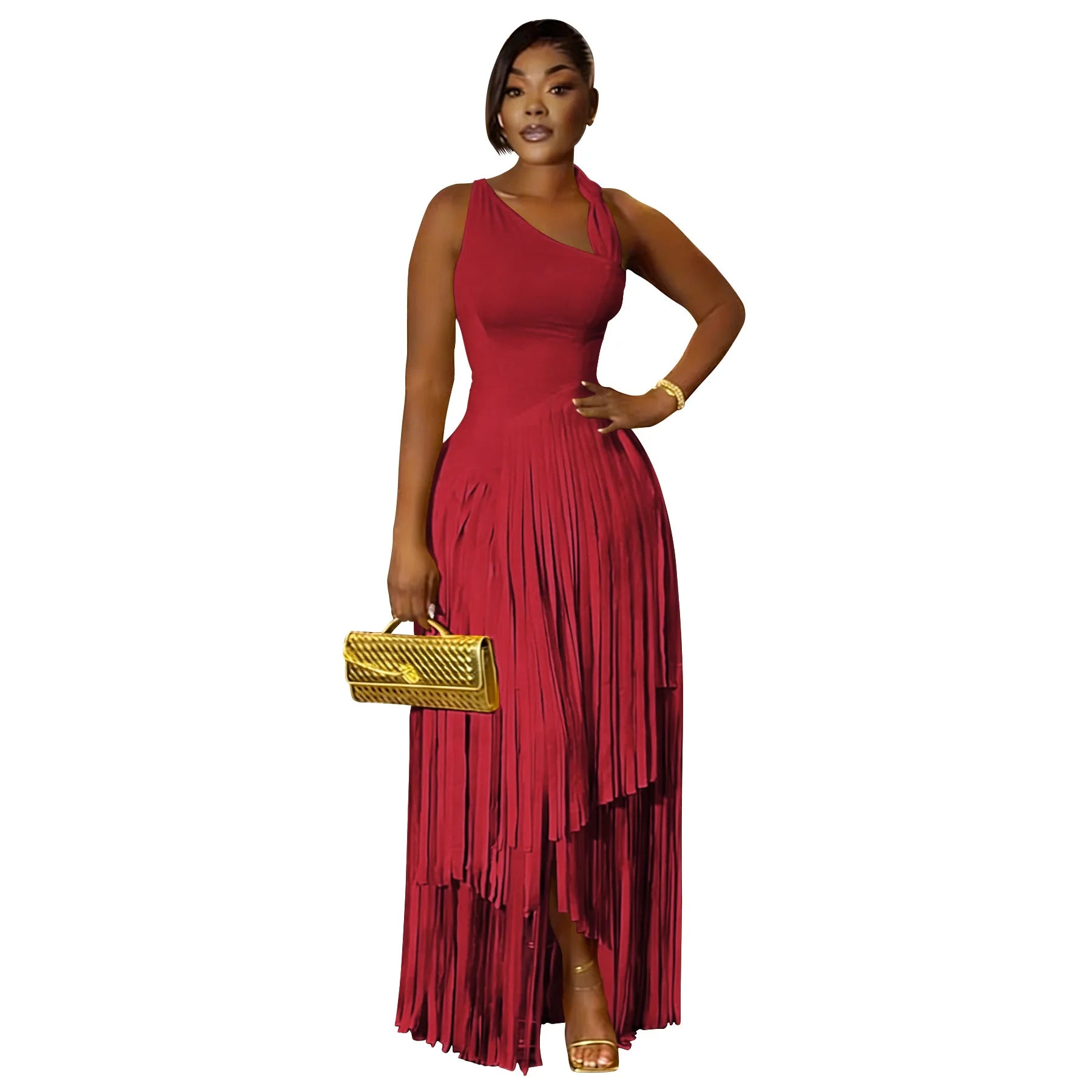 Summer Solid Color Tassel Dress for Women Elegant Slim Fit Women's Dress Fashionable Casual Maxi Dress