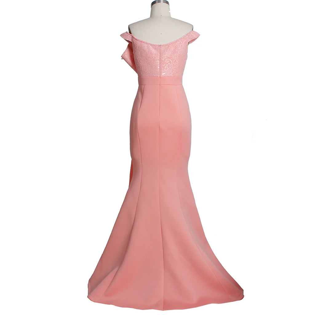 2021 Winter Women Slash Neck Short Sleeve Pearl Dress Sexy Office Lady Africa Evening Night Club Party Long Maxi Dresses GL05143