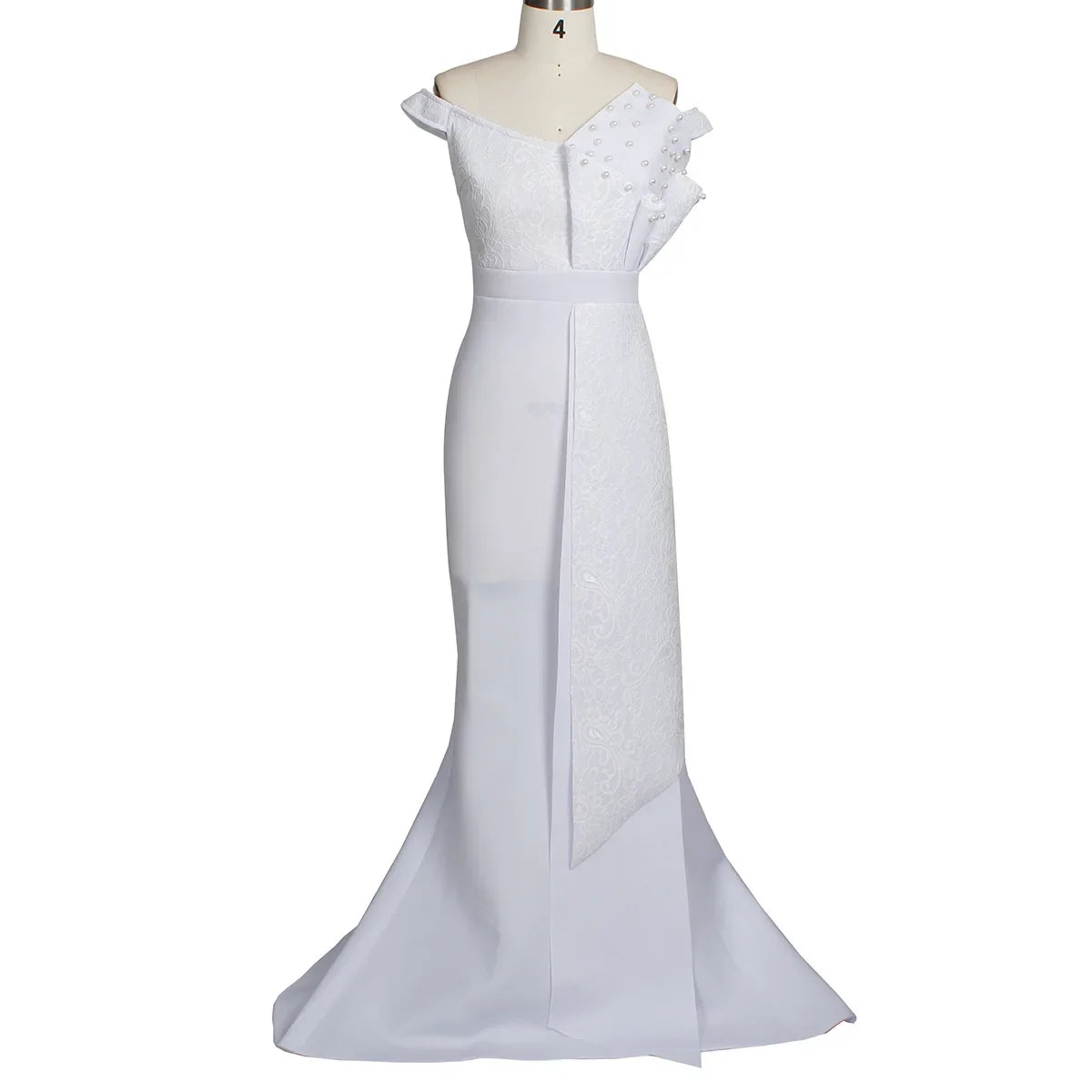 2021 Winter Women Slash Neck Short Sleeve Pearl Dress Sexy Office Lady Africa Evening Night Club Party Long Maxi Dresses GL05143