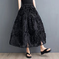 Black Skirt for Women Summer Fashin Heavyweight Chic Design Pleated A-line Easy Match Elastic Waist Dress Female Creative Skirt