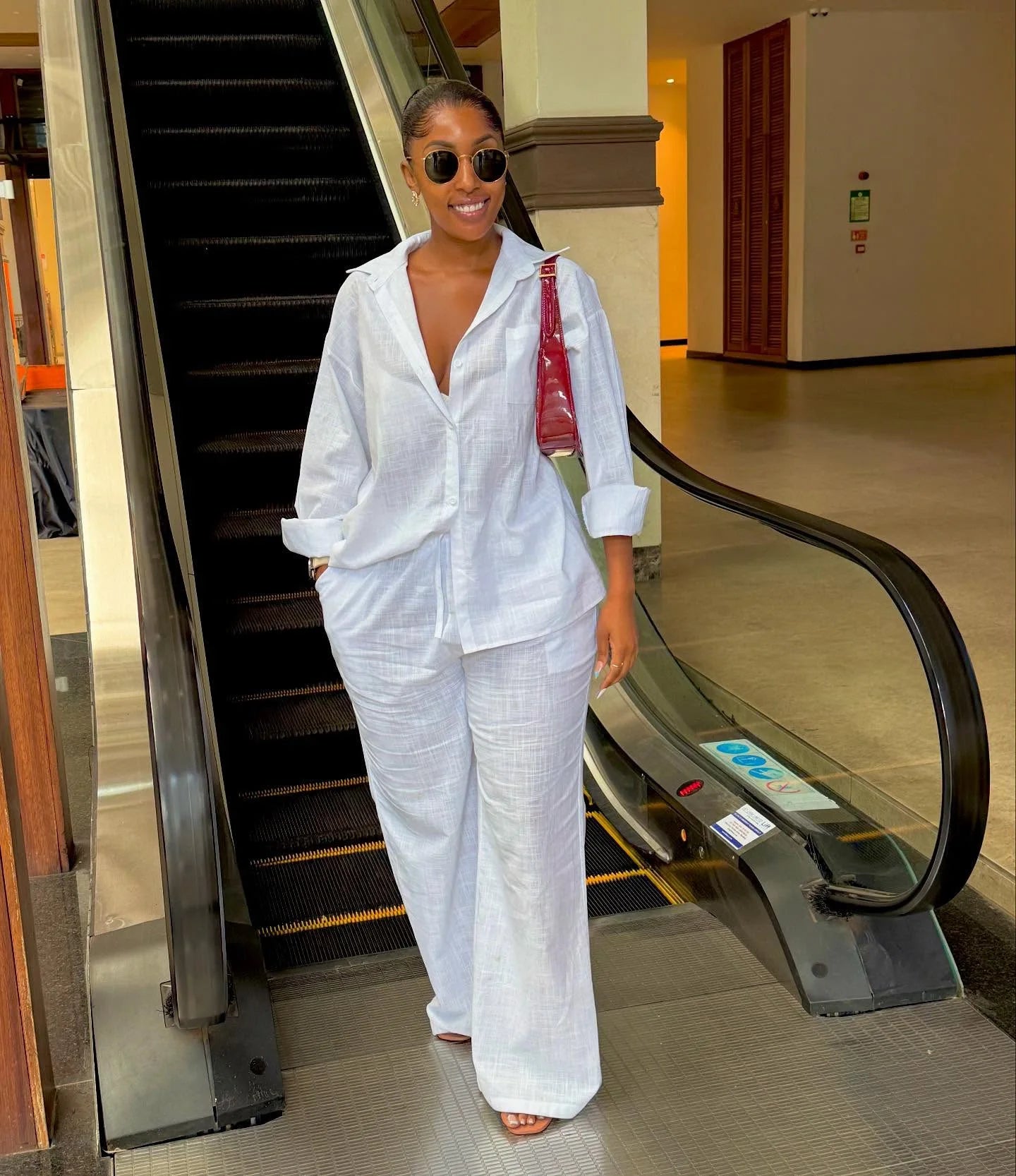 Solid Women Pant Sets Two Pieces Matching Set Elastic Waist Wide Leg Pants Long Sleeves Shirt Loose Elegant Casual 2025 Spring
