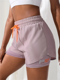 Women's High Rise Yoga Shorts With Elastic Proximity Control Running Shorts, Fake Two Pieces Pants