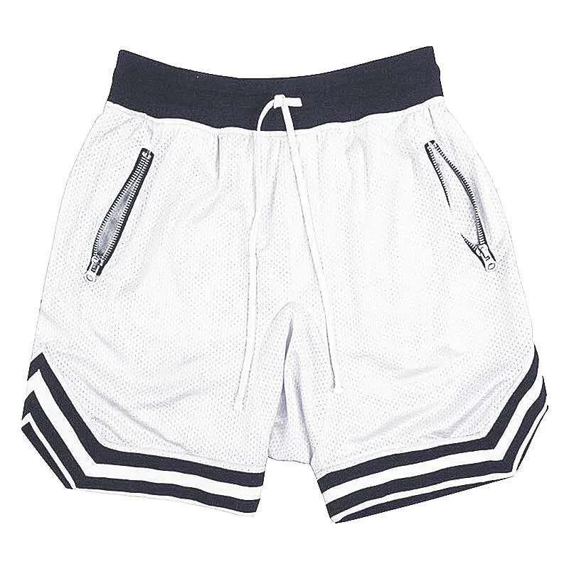 Men's zippered pocket drawstring shorts, sportswear, breathable, quick drying, comfortable, loose fitting color matching shorts,
