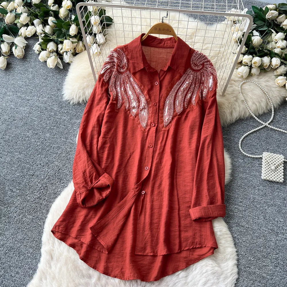 Women Two Piece Sets Dress Set Full Sleeve Shirt Casual Loose Long Dresses Sling A Line Y2k Streetwear Elegant Work Summer 2026