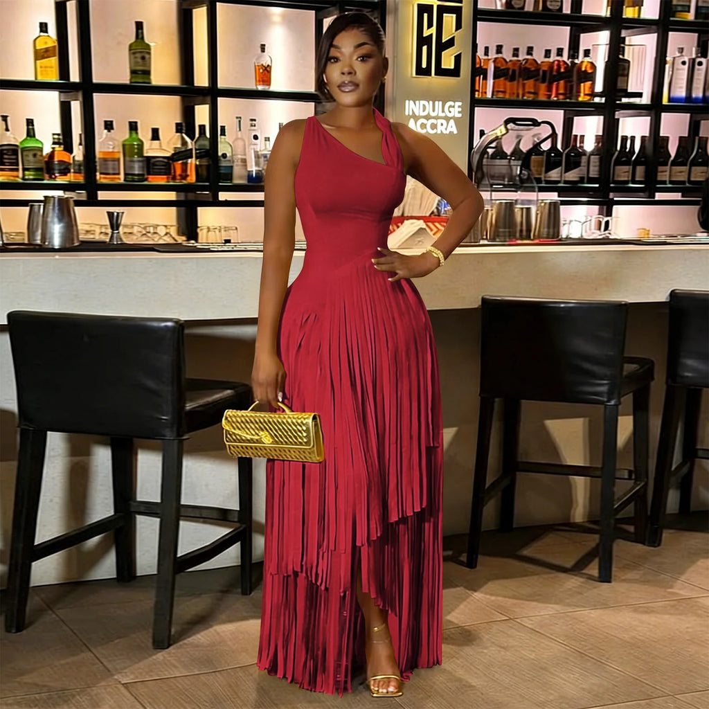 Summer Solid Color Tassel Dress for Women Elegant Slim Fit Women's Dress Fashionable Casual Maxi Dress