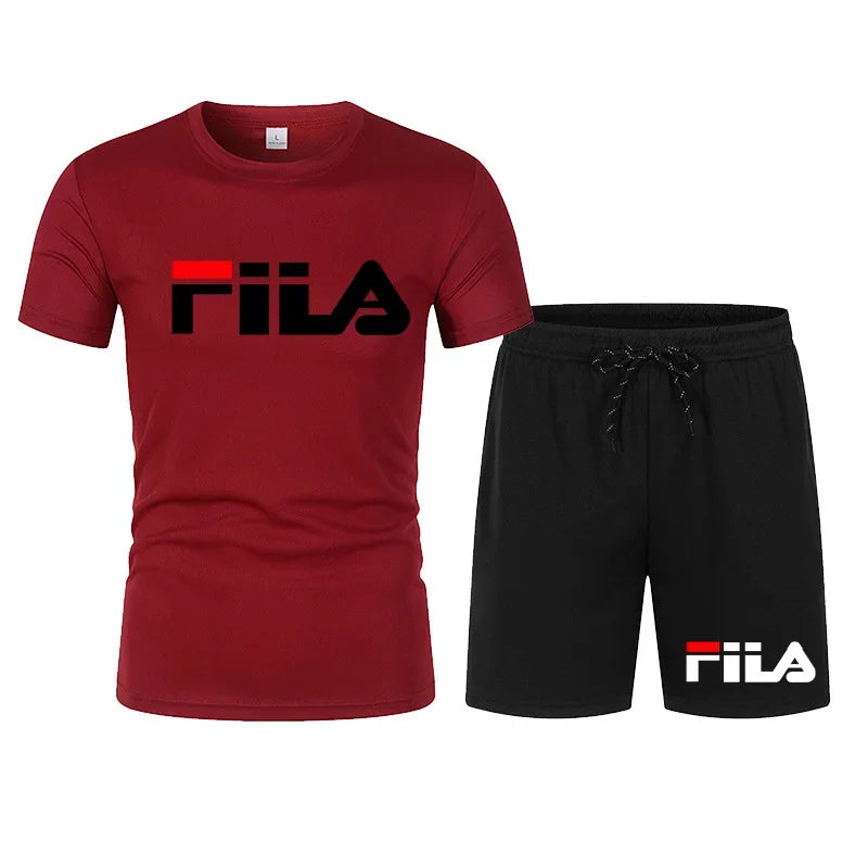 Men's two-piece sportswear breathable quick drying short sleeved T-shirt pants set running fitness 2026 summer big discount