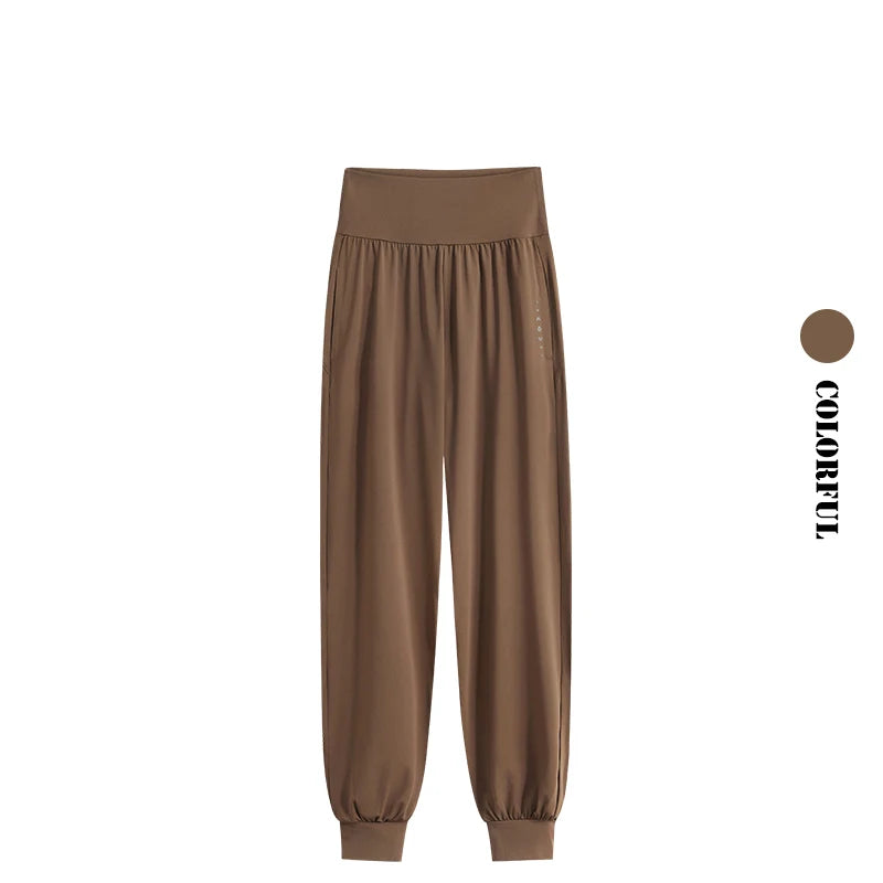 DRUR Women Sports Pants Summer High Waist Breathable Versatile Yoga Pants Female Sweatpants With Pocket Running Trousers Gymwear