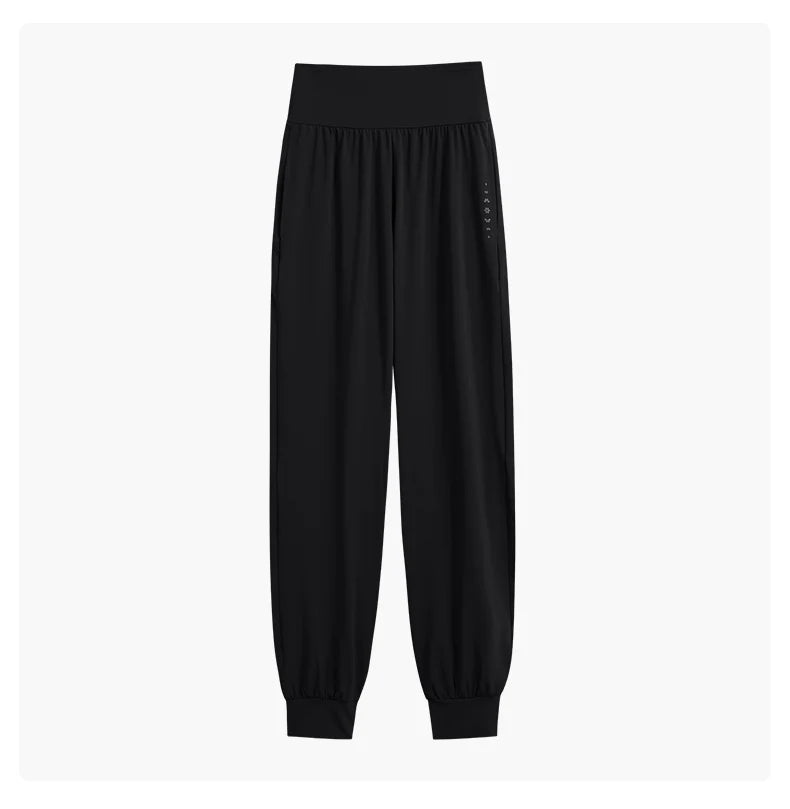 DRUR Women Sports Pants Summer High Waist Breathable Versatile Yoga Pants Female Sweatpants With Pocket Running Trousers Gymwear