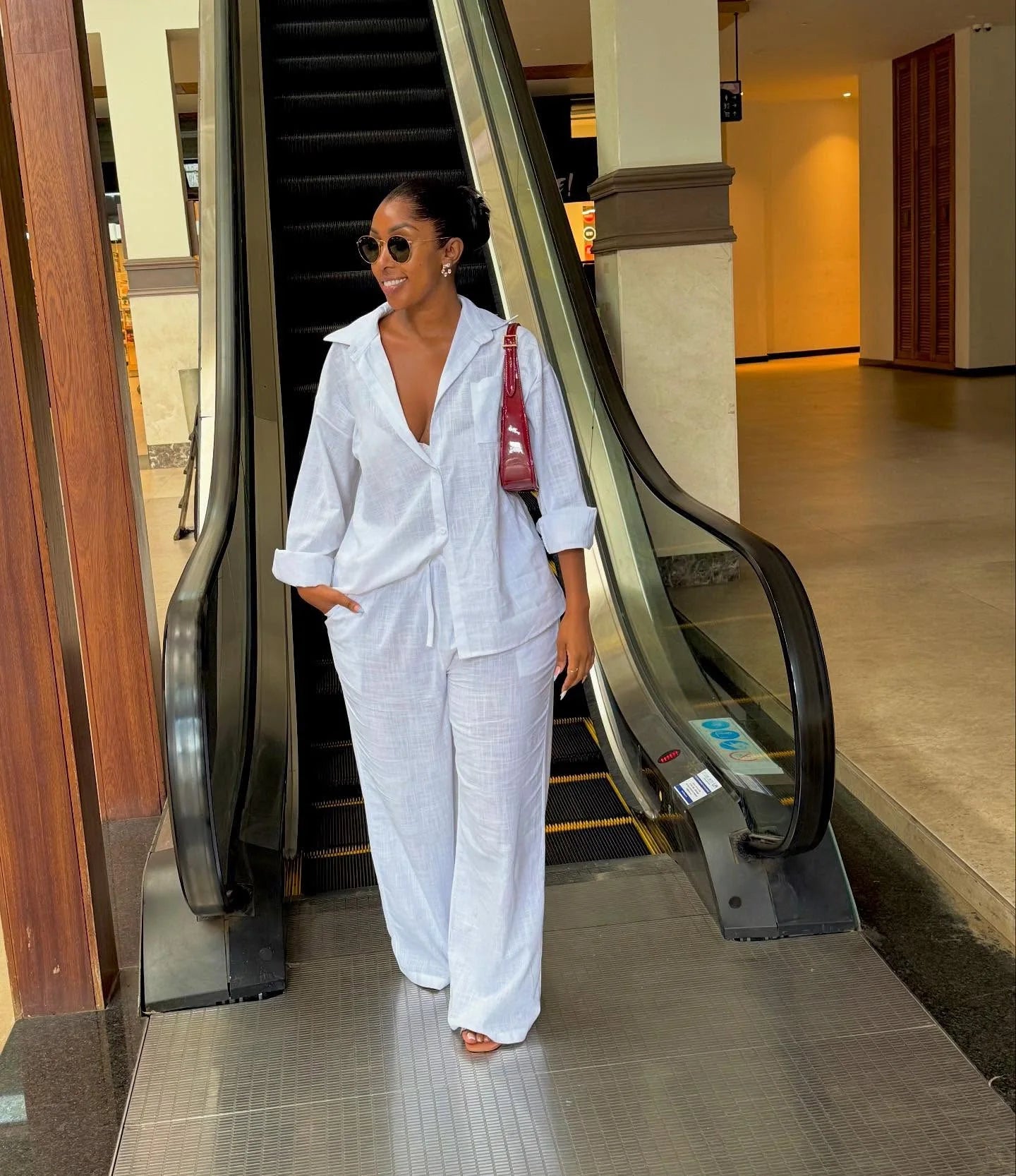 Solid Women Pant Sets Two Pieces Matching Set Elastic Waist Wide Leg Pants Long Sleeves Shirt Loose Elegant Casual 2025 Spring