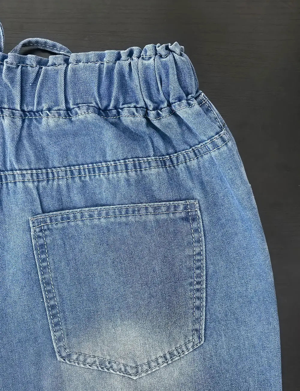 Wide Leg Pants Jeans Women Washed Denims Elastic Waist Lace Up Distressed Vintage Streetwear Female Full Length Loose Trousers