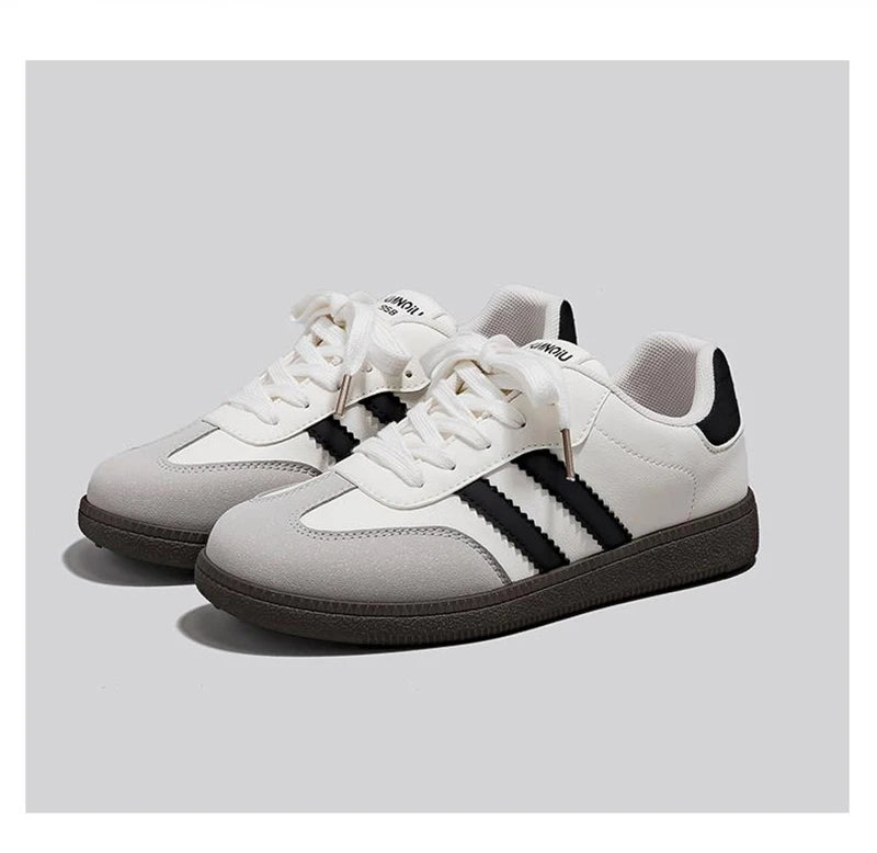 HuanQiu Women's Shoes Retro Fashion Casual Flats Female Sneakers Lace-up Comfortable Non-slip German Training Shoes for Women