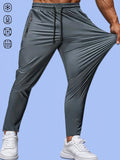 Men's Casual Pants High Elastic Fiber Drawstring Zipper Pocket Quick Dry Sports Pants Baggy Joggers Football Hiking Man Fishing