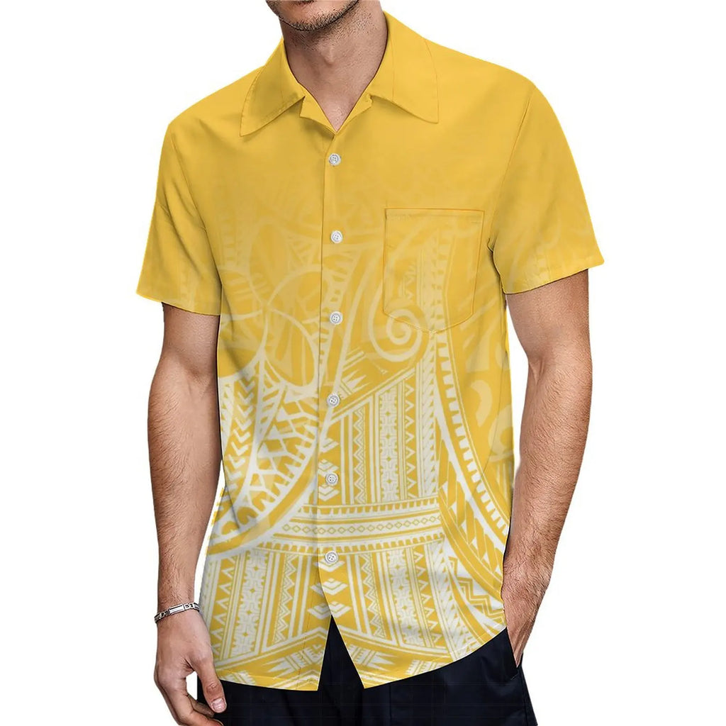 Support The Design Of Women'S Short Sleeve Dress Crew-Neck Samoan Polynesian Tribal Pattern And Hawaiian Men'S Shirt Couple Suit