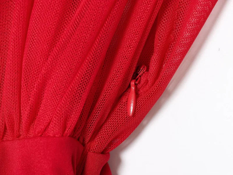 ETJ 2025 new women's party sexy see-through long dress fashion silk mesh stitching stand collar sleeveless dress