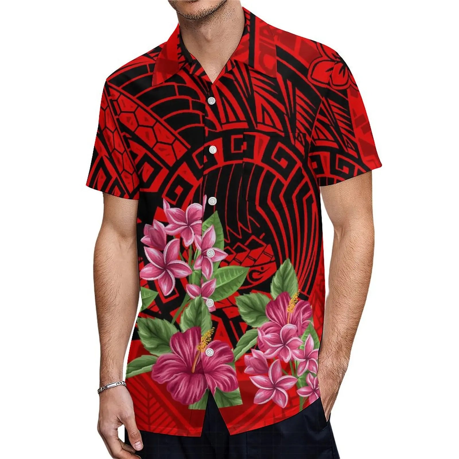 Support The Design Of Women'S Short Sleeve Dress Crew-Neck Samoan Polynesian Tribal Pattern And Hawaiian Men'S Shirt Couple Suit