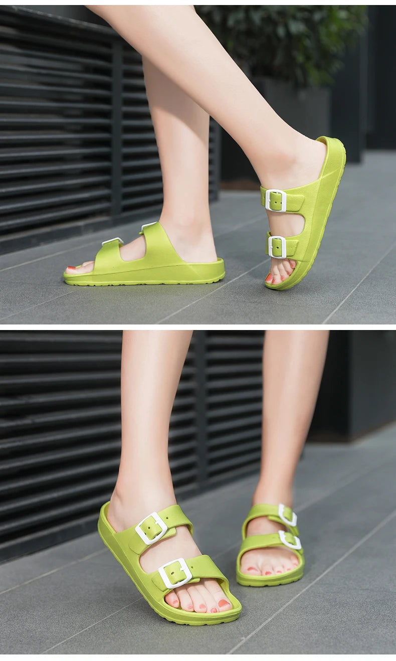 Lightweight adjustable EVA sandals with dual straps for couples. Ideal for outdoor & indoor use.