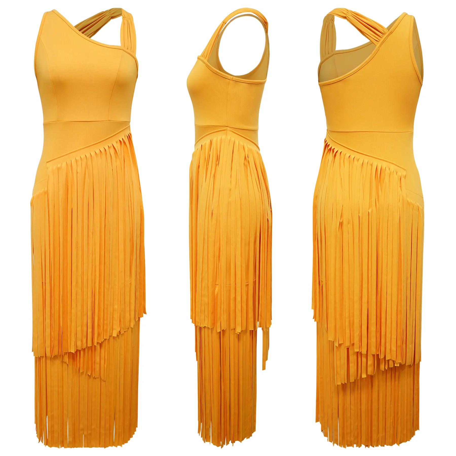 Summer Solid Color Tassel Dress for Women Elegant Slim Fit Women's Dress Fashionable Casual Maxi Dress