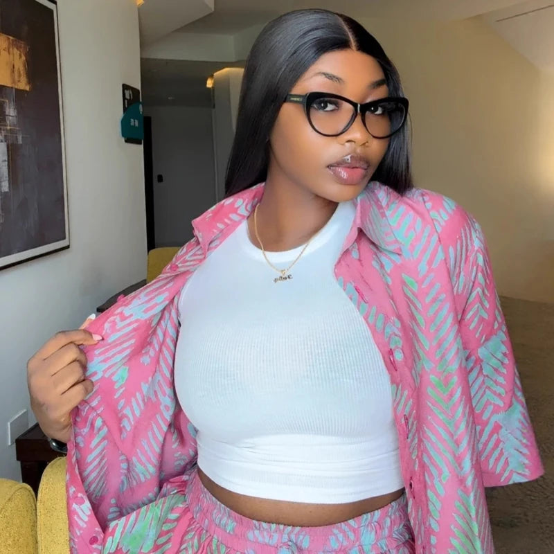 New African Fashion Women Two Piece Set Printed Short Sleeve Loose Shirt And Pants Set Female Casual Outfits