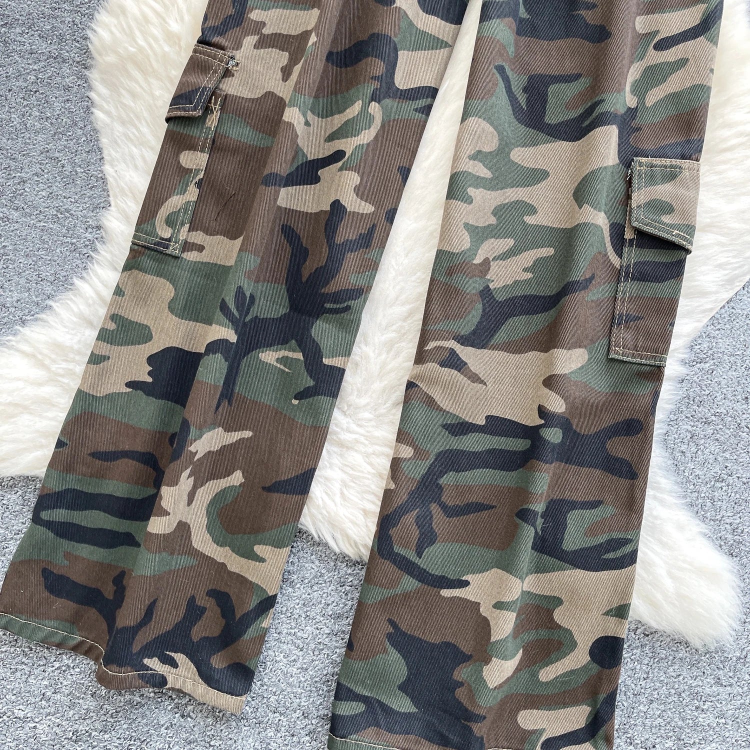 SINGREINY Camouflage Printed Wide Leg Pants women 2025 Autumn Workwear Style Casual Britches Straight Leg Denim Vintage Trousers