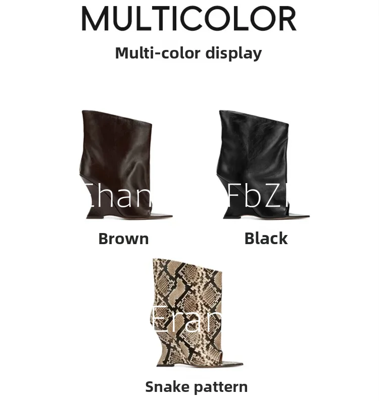 SoleLadies' Spring/Summer New Fish Mouth Slope High Heel Short Boots with Pointed Toe Exposed Cool Boots, Mid Top Boots
