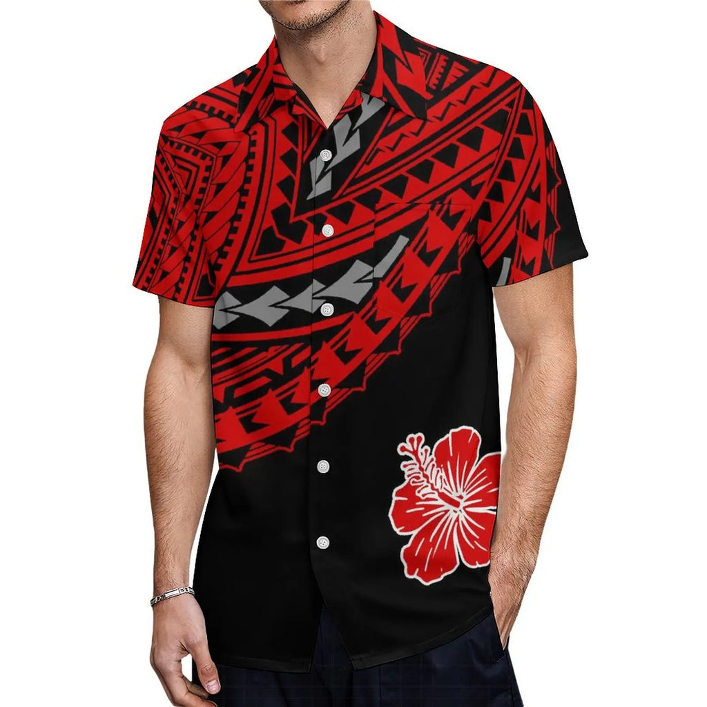 Support The Design Of Women'S Short Sleeve Dress Crew-Neck Samoan Polynesian Tribal Pattern And Hawaiian Men'S Shirt Couple Suit