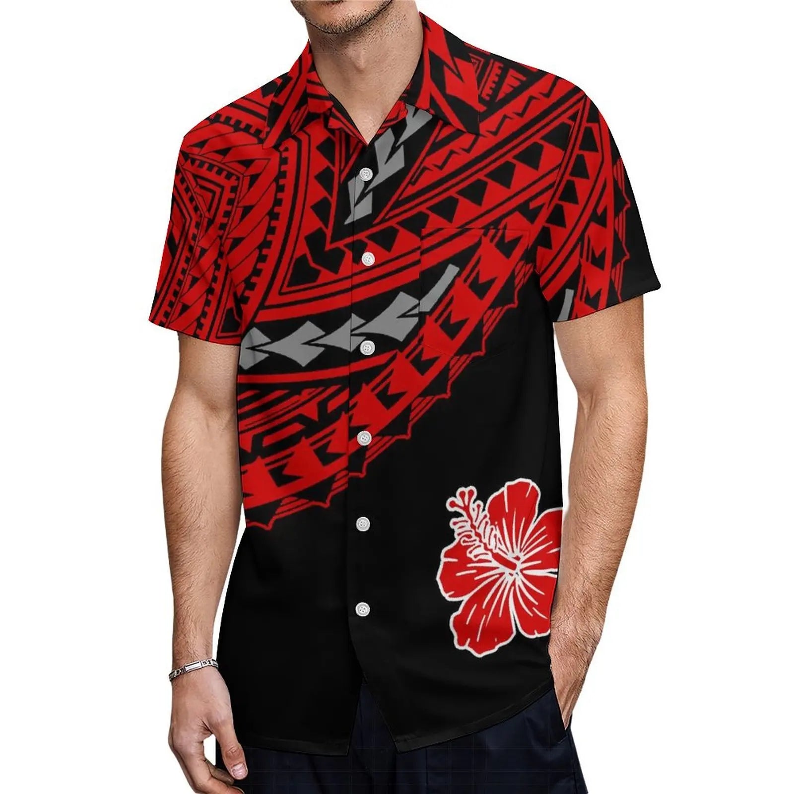 Support The Design Of Women'S Short Sleeve Dress Crew-Neck Samoan Polynesian Tribal Pattern And Hawaiian Men'S Shirt Couple Suit