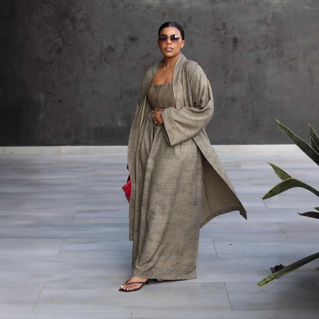 Pant Set Women 3 Piece Sets Strapless Short Tops Full Sleeve Mi Dlength Coats Wide Leg Long Pants High Waist Y2k Streetwear Work