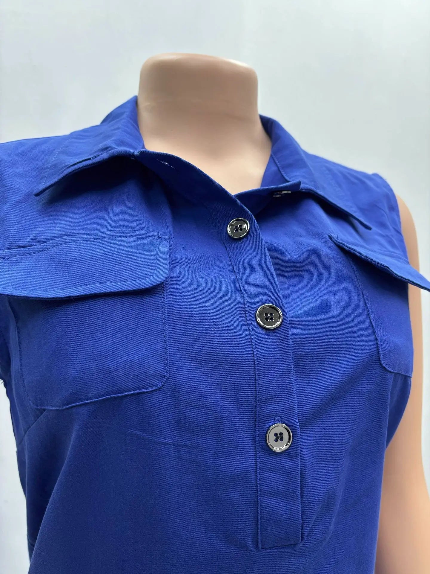 Women Pant Set Two Piece Sets Y2k Streetwear Pockets Turn Down Collar Sleeveless Shirt Wide Leg Pants Elastic Waist Work Spring