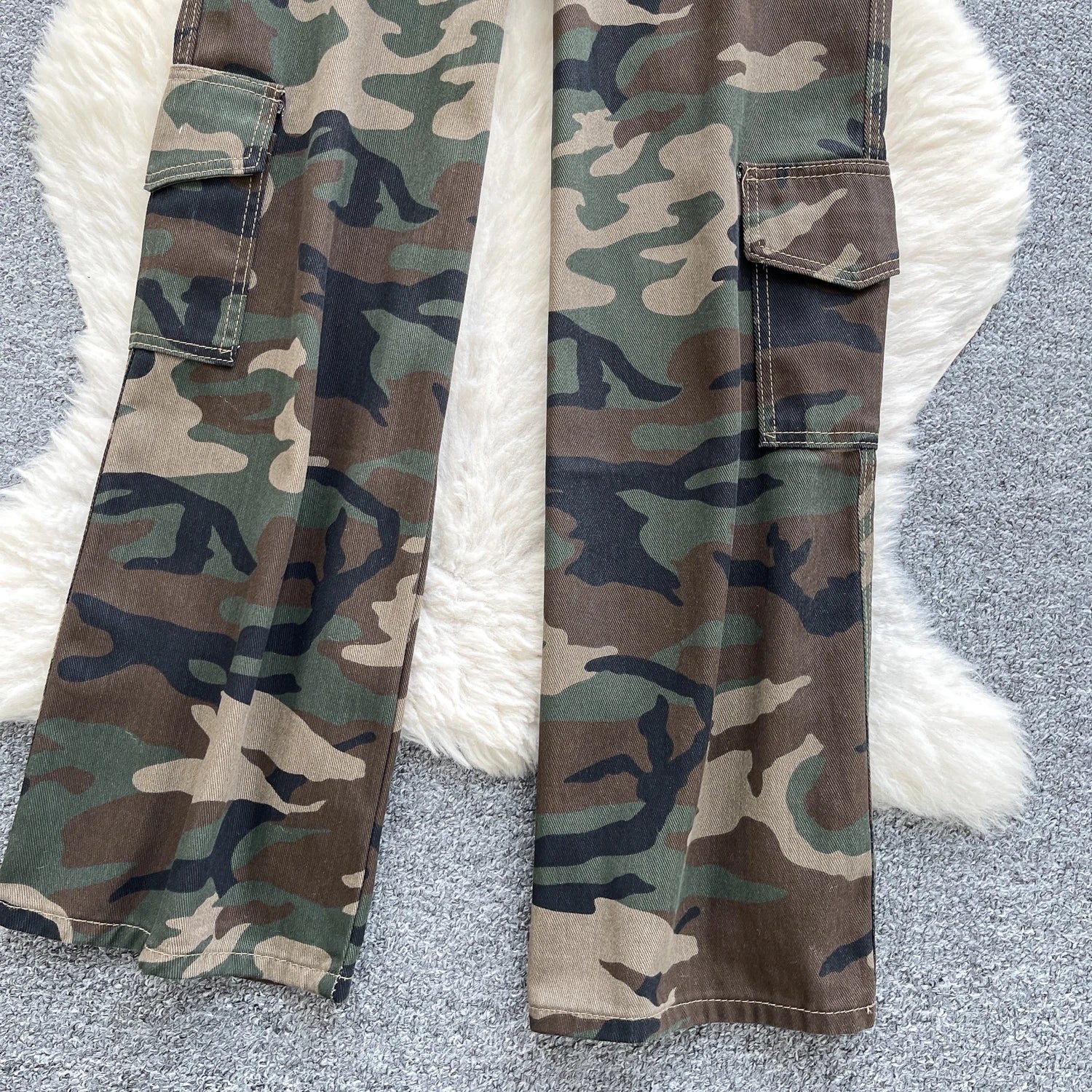 SINGREINY Camouflage Printed Wide Leg Pants women 2025 Autumn Workwear Style Casual Britches Straight Leg Denim Vintage Trousers