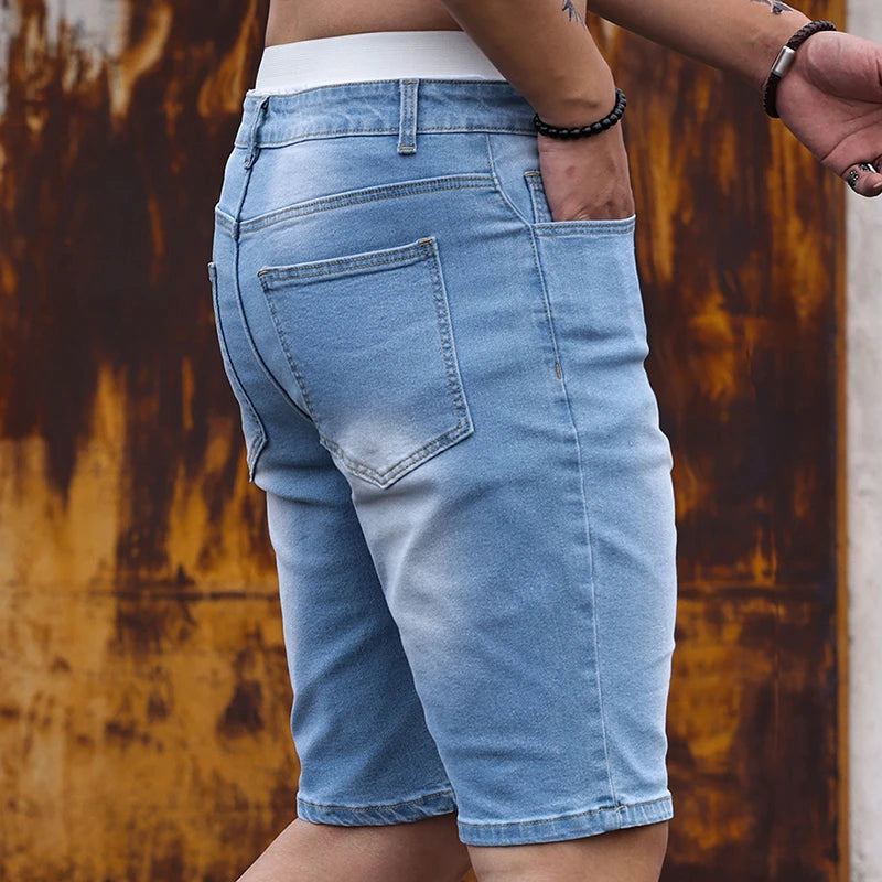 2026 Mens Stretch Denim Shorts Summer Casual Slim Fit Jeans Shorts Lightweight Comfortable Streetwear Y2K Fashion Vacation
