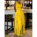 Women's Summer Sexy Aura Fashion Design Solid Color Tassel Dress Skirt Bodycon Maxi Dress