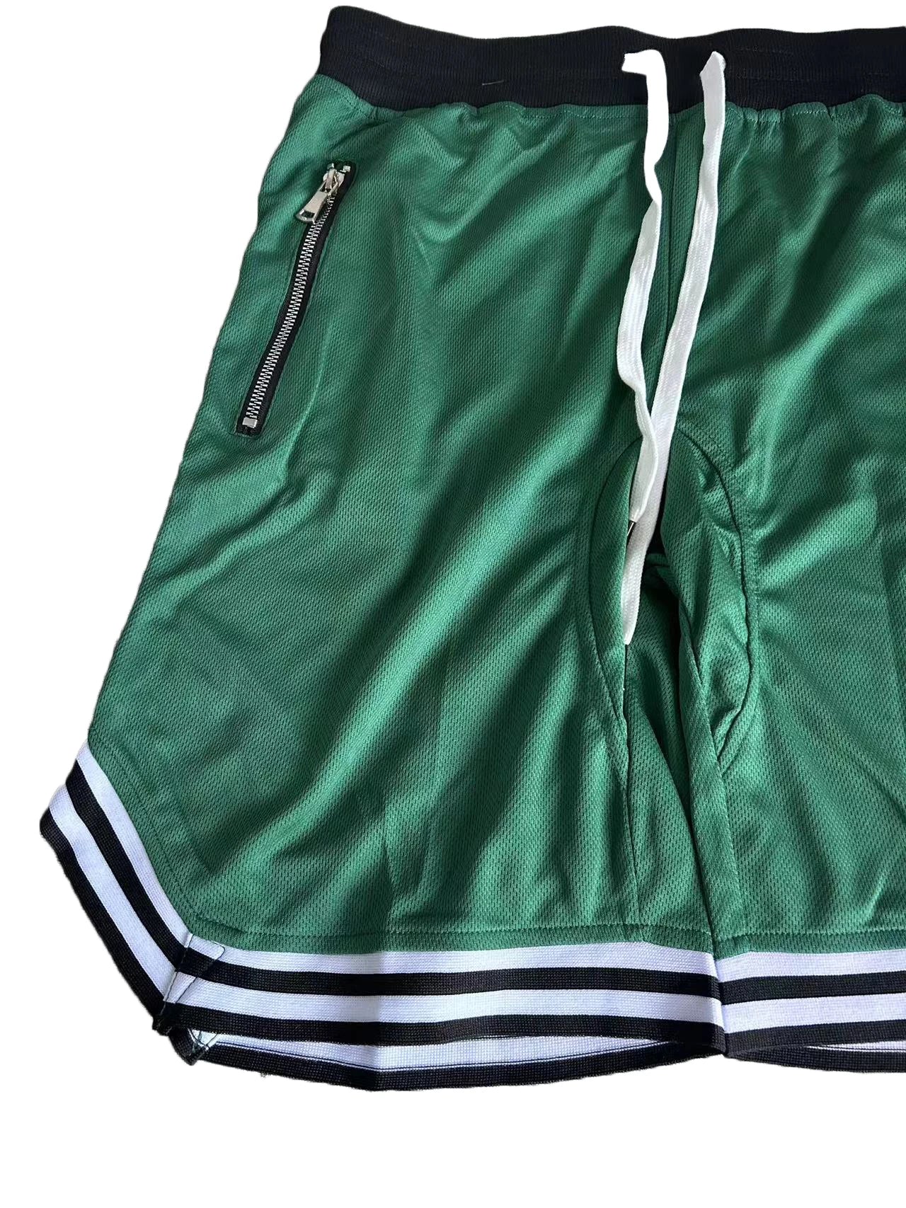 Men's zippered pocket drawstring shorts, sportswear, breathable, quick drying, comfortable, loose fitting color matching shorts,