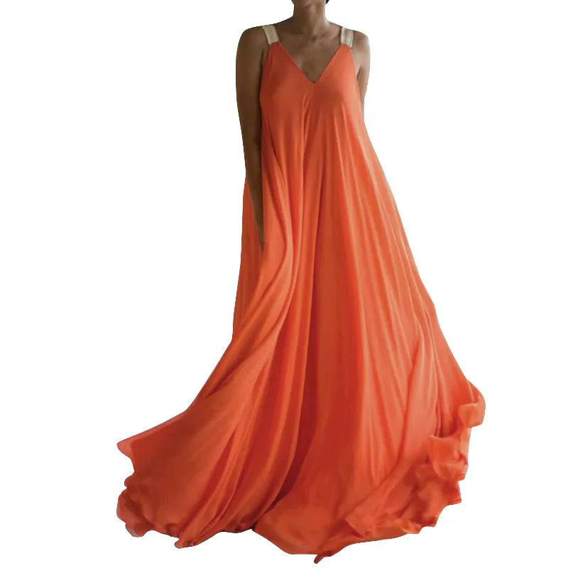 Summer Women Boho Dress Fashion Spaghetti Strap Black Sleeveless Beach Party Casual Long Dress For Women Robe Femme New 2024