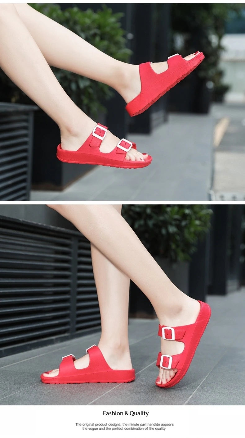 Lightweight adjustable EVA sandals with dual straps for couples. Ideal for outdoor & indoor use.