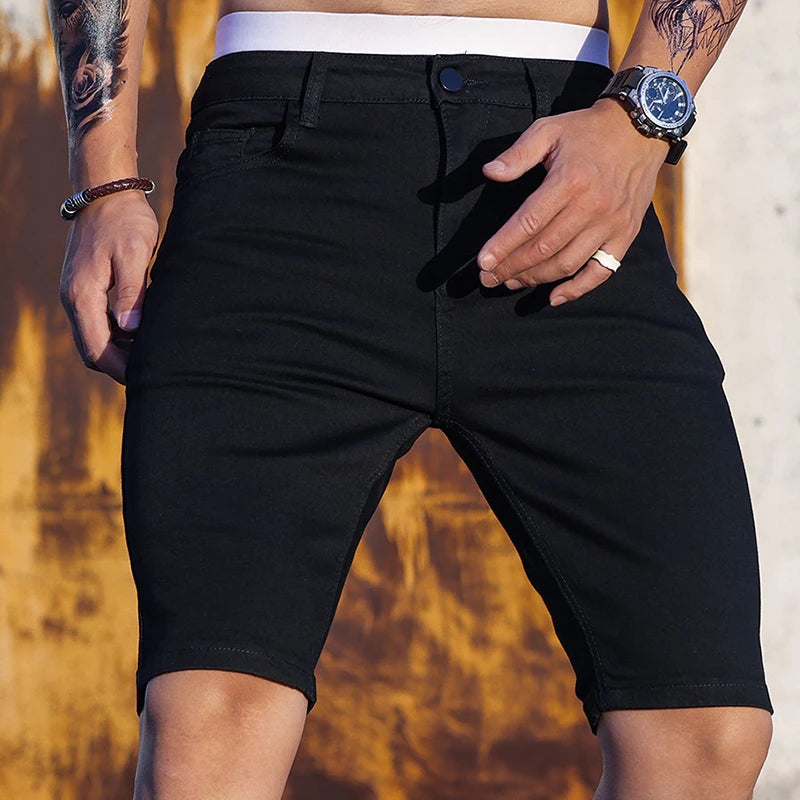 2026 Mens Stretch Denim Shorts Summer Casual Slim Fit Jeans Shorts Lightweight Comfortable Streetwear Y2K Fashion Vacation