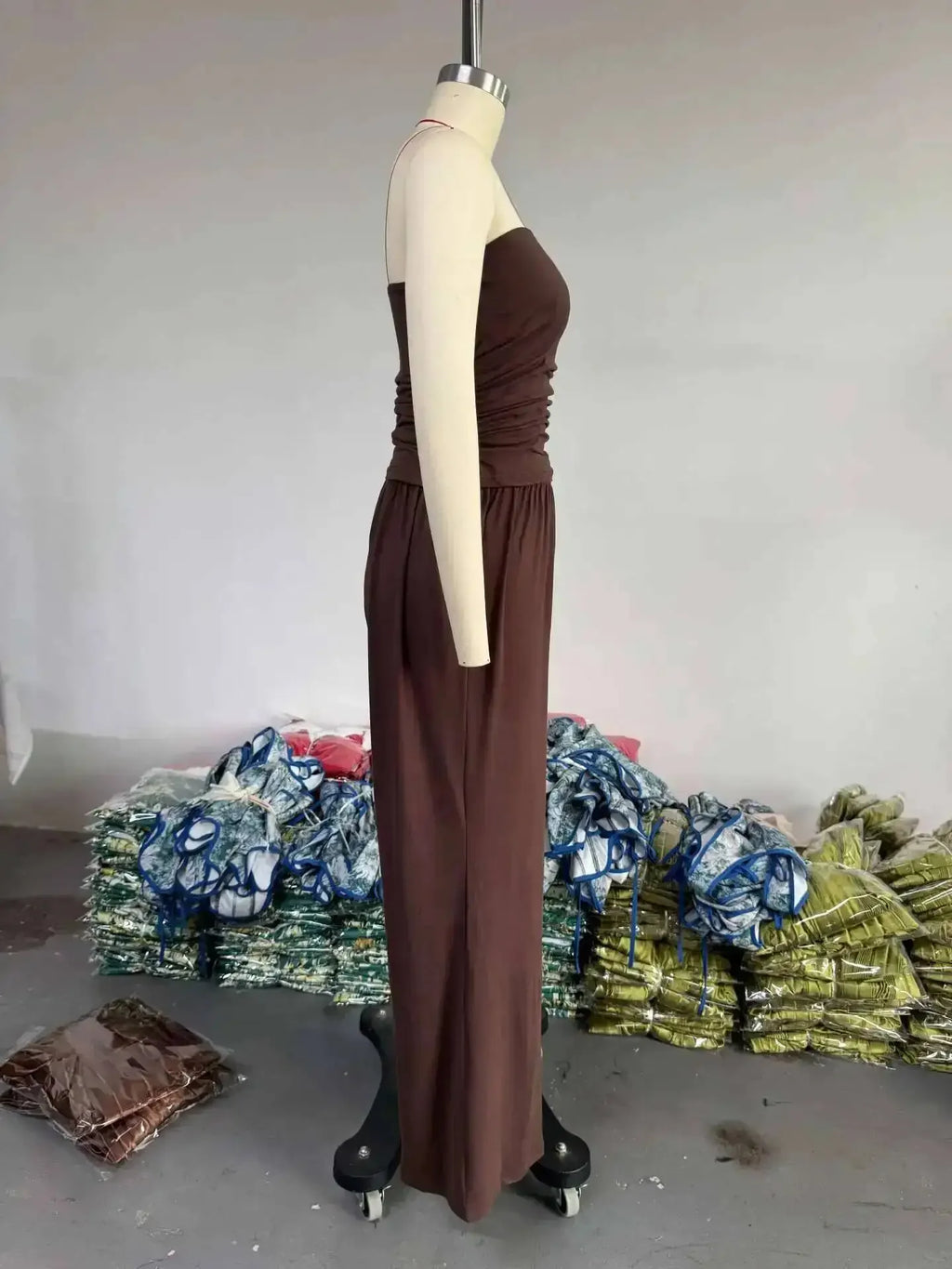 Summer Women's Clothing Casual 3Pcs Strapless Vest Long Cardigan Wide-Leg Pants Suit Lady Elegant Office Wear Outfits for Female
