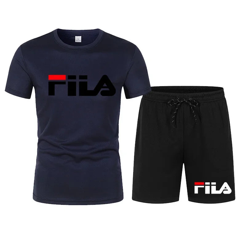 Men's two-piece sportswear breathable quick drying short sleeved T-shirt pants set running fitness 2026 summer big discount