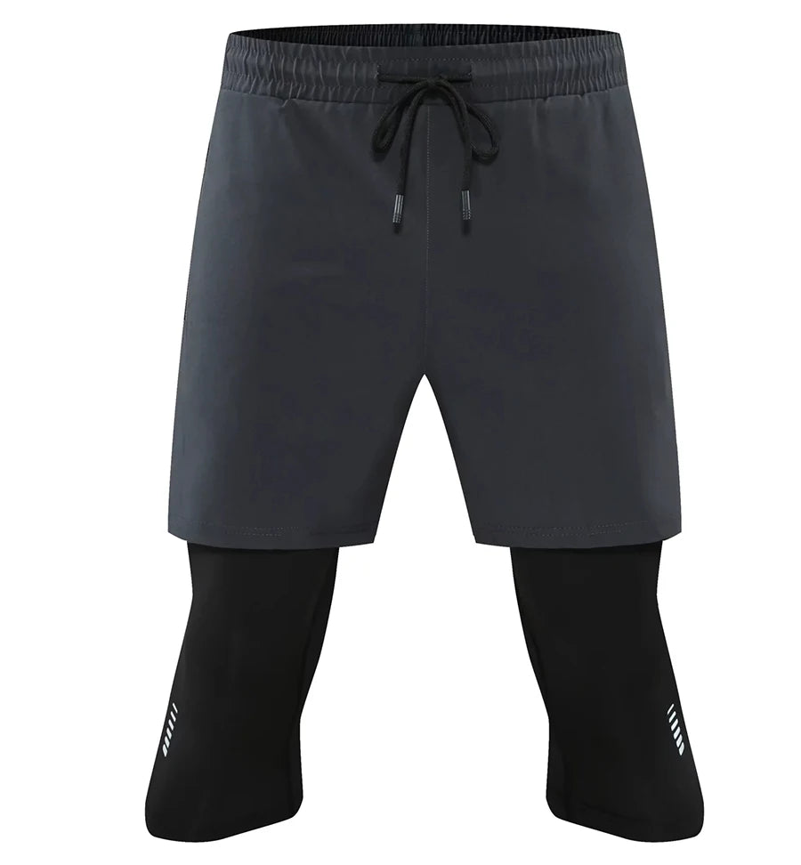 New Men Run Trouser 2 In 1 Double Layer Pant Tight Two Piece Running Training Gym Sweatpant With Pockets Running Trousers