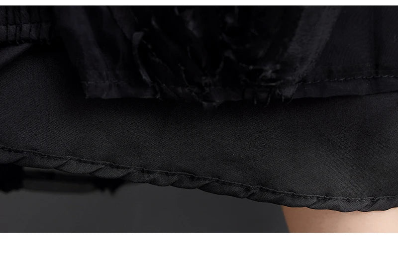 Black Skirt for Women Summer Fashin Heavyweight Chic Design Pleated A-line Easy Match Elastic Waist Dress Female Creative Skirt